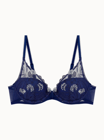 PASSIONATA - Chloe padded plunge bra in eden royal blue
