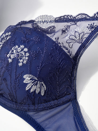 PASSIONATA - Chloe padded plunge bra in eden royal blue