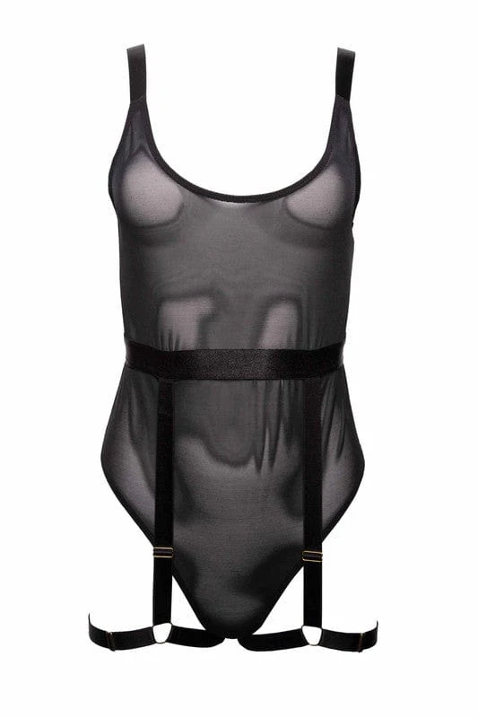 ANON SECRETS - Dolly Black Thick Strap Bodysuit in Black