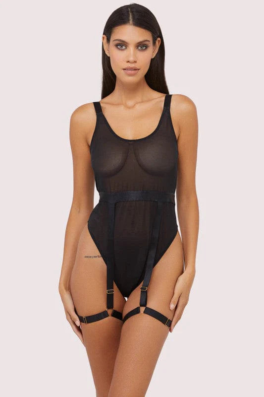 ANON SECRETS - Dolly Black Thick Strap Bodysuit in Black